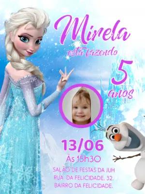 Convite de Aniversário Frozen com Foto para Editar Online