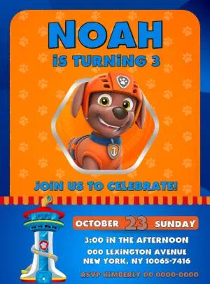 Zuma Paw Patrol Birthday Invitation to Edit Online