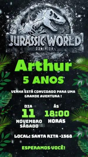 Convite de Aniversário Jurassic World Editável