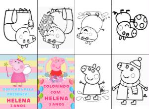 Mini Livro de Colorir Peppa Pig Editável para Imprimir