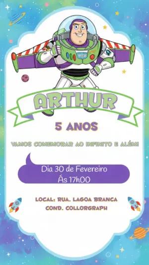 Convite Digital Aniversário Infantil Buzz Lightyear Editável