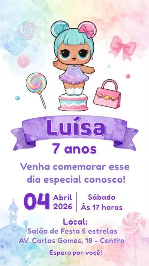 Convite Digital Aniversário Infantil Tema Lol Surprise Editável