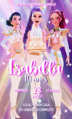 Convite de Aniversário Guerreiras do Kpop Editável