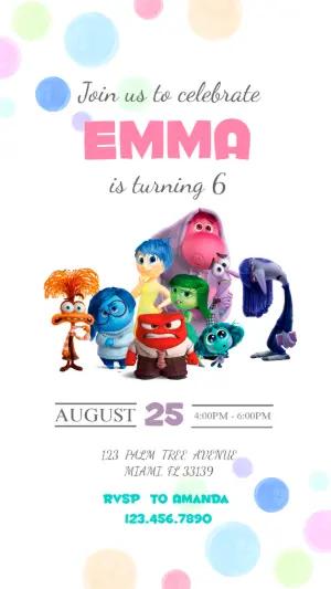 Colorful Inside Out Birthday Party Invitation | Editable Template
