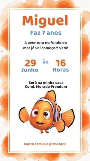 Convite Aniversário Procurando Nemo Editável Online