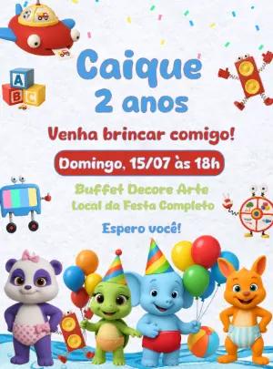Convite Aniversário Festa das Palavras com Animais para Editar