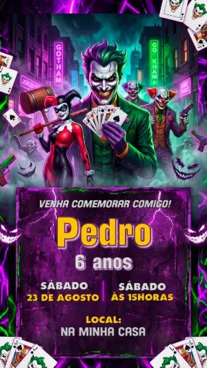 Convite de Aniversário Coringa e Vilões para Editar