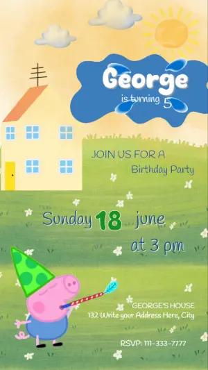 Editable Animated Invitation: George Pig's Birthday Party Video