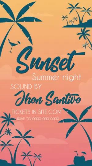 Editable Sunset Party Invitation with Tropical Palm Trees