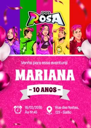 Convite de Aniversário Dos Rosa Colorido para Editar