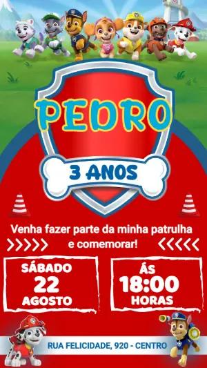Convite Digital Patrulha Canina: Modelo de Aniversário Editável