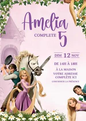 Invitation Anniversaire Raiponce Modèle Numérique à Personnaliser