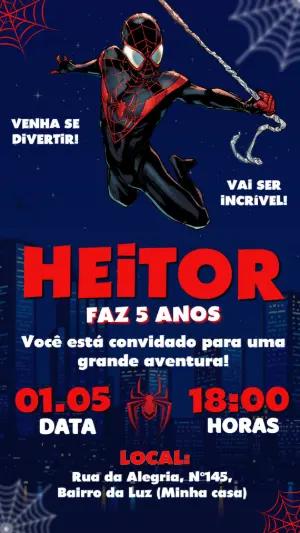 Convite Digital Homem-Aranha Miles Morales para Editar