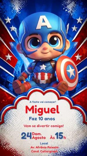 Convite de Aniversário Capitão América Baby para Editar