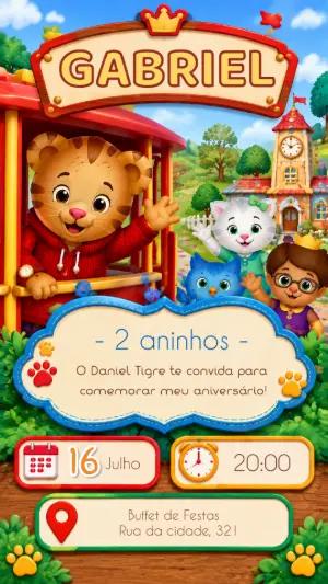 Convite de Aniversário Daniel Tigre para Editar Online