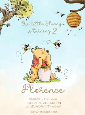 Classic Winnie the Pooh Birthday Invitation Editable Online