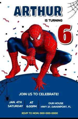 Editable Spider-Man Birthday Invitation Template