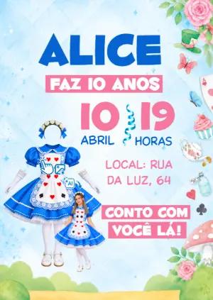 Convite Alice no País das Maravilhas: Vire a Personagem com Foto IA