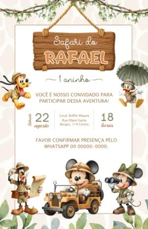 Vídeo Convite Safari do Mickey e Amigos para Editar