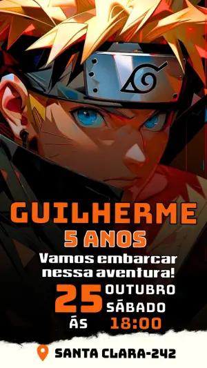 Convite Digital Tema Naruto para Aniversário Editável