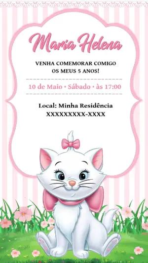 Convite Aniversário Gata Marie para Editar Online
