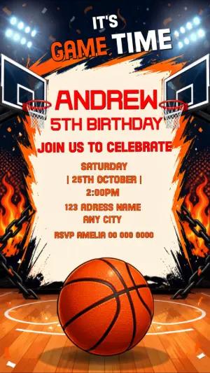 Animated Basketball Birthday Video Invitation Template