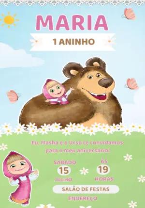 Convite de Aniversário Masha e o Urso para Editar Online
