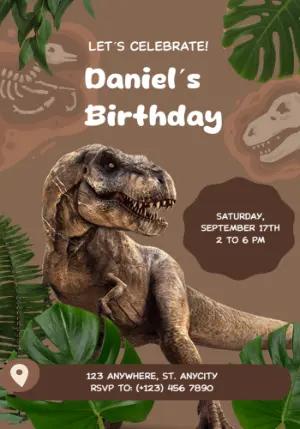 Dinosaur Birthday Invitation Template to Edit Online