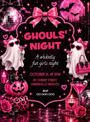 Glam Ghouls' Night Halloween Party Editable Invitation