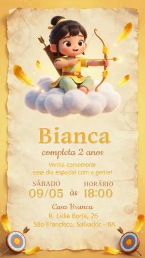 Convite de Aniversário Arqueira Fofa para Editar
