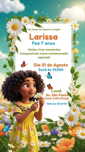 Convite Aniversário Jardim Encantado Margaridas para Editar