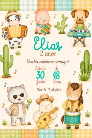 Convite de Aniversário Fazendinha Musical Editável