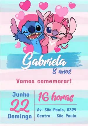 Convite Animado de Aniversário Stitch e Angel para Editar