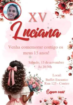 Convite 15 Anos Floral com Foto para Editar Online