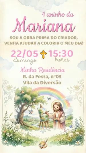 Convite Aniversário O Maior Pintor do Mundo Aquarela Editável