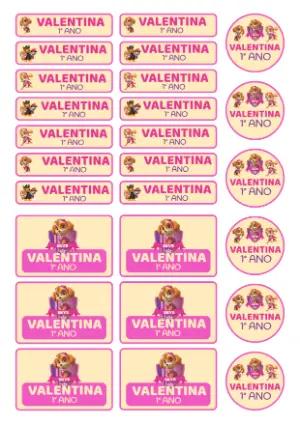 Etiqueta Escolar Patrulha Canina Menina Rosa Modelo Editável