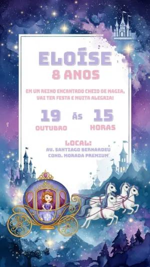 Convite Aniversário Princesa Sofia para Editar Online