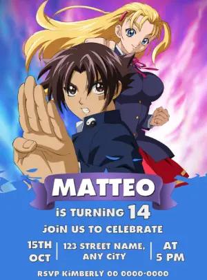 KenIchi: The Mightiest Disciple Anime Birthday Invitation Editable Template