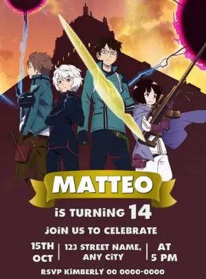 Editable World Trigger Anime Birthday Invitation Template
