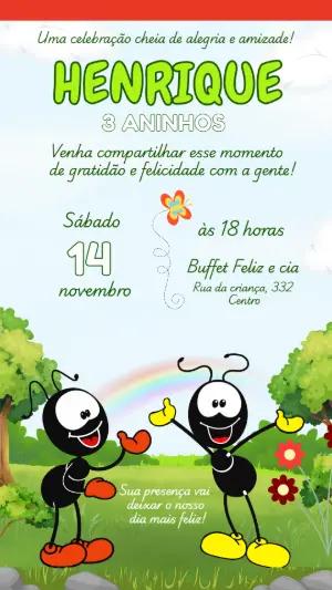 Convite de Aniversário Smilinguido Colorido Editável