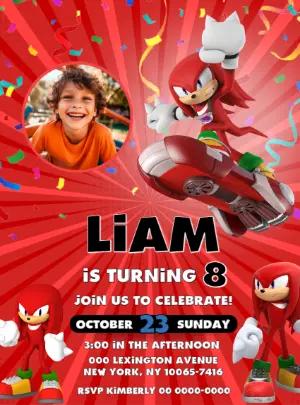 Editable Knuckles Birthday Party Invitation Digital Template