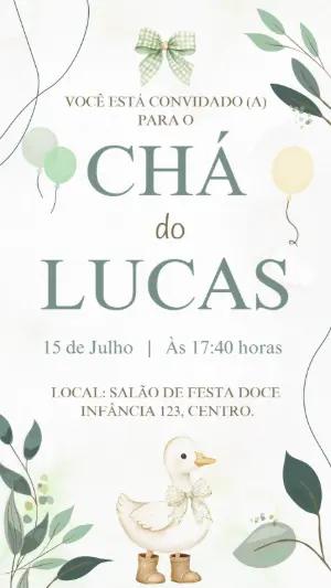 Convite Chá de Bebê Patinho Aquarela para Editar Online