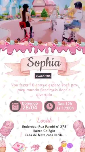 Convite Animado Aniversário Blackpink para Editar Online