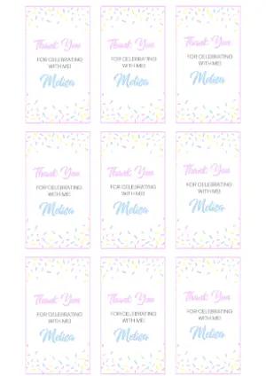 Sweet Sprinkles Thank You Tag - Editable Digital Template
