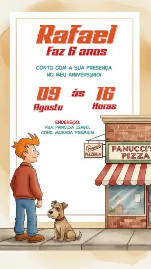 Convite Aniversário Futurama com Personagens para Editar