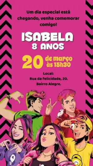 Convite de Aniversário Emily Vick Dos Rosa para Editar