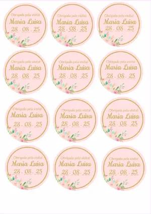 Tag Agradecimento Maternidade Floral para Editar Online