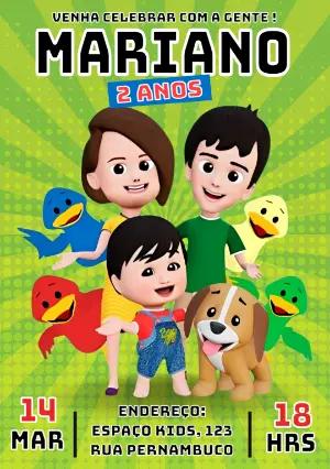 Convite de Aniversário Bento e Totó para Editar Online