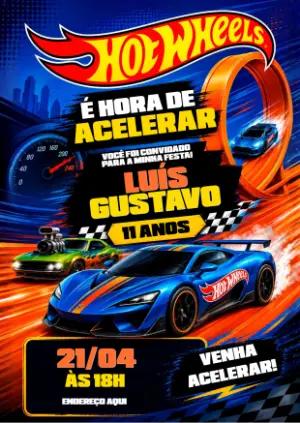 Convite Digital de Aniversário Hot Wheels para Editar