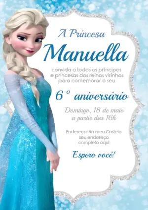 Convite Digital Aniversário Frozen Elsa Gelo Modelo Editável
